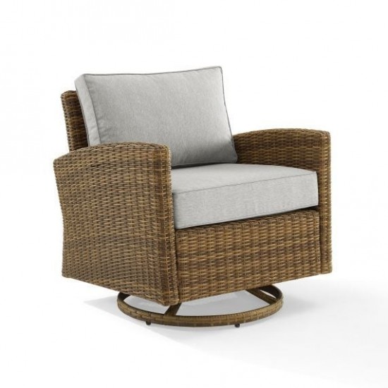 Bradenton Outdoor Wicker Swivel Rocker Chair Gray/Weathered Brown