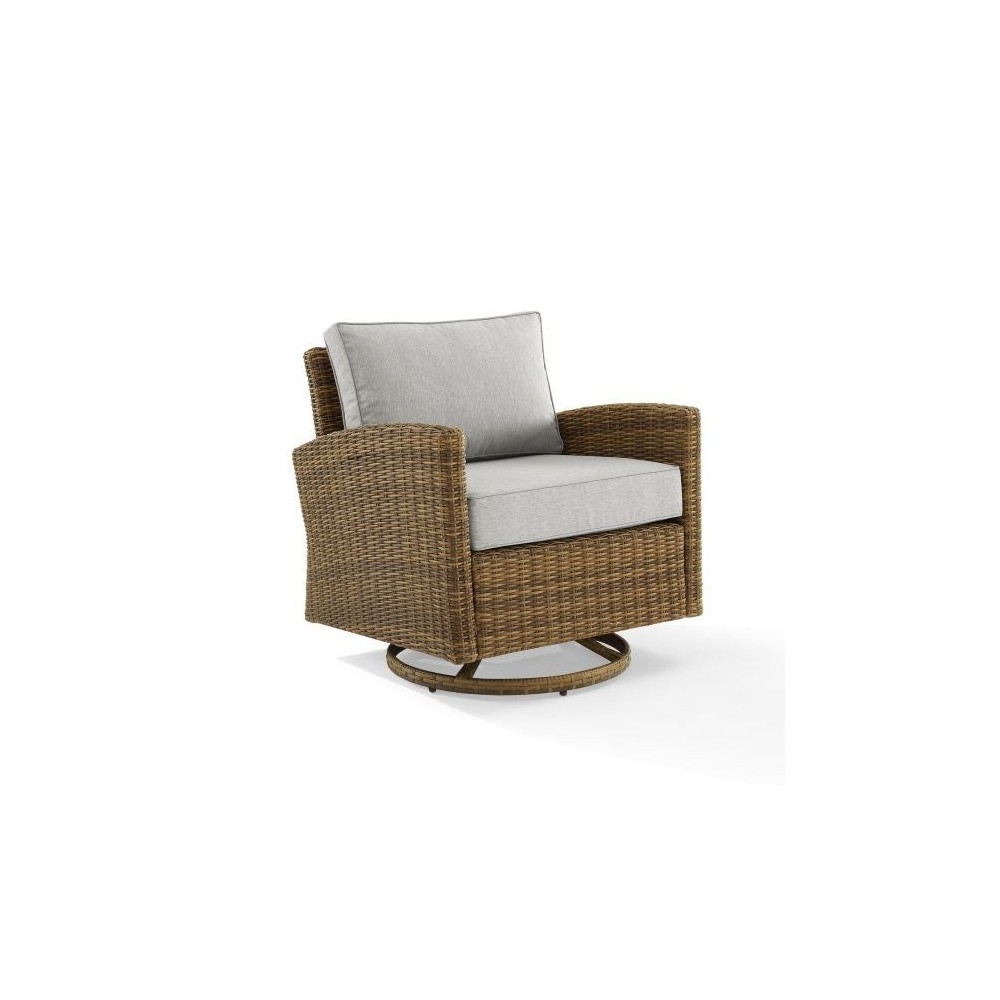 Bradenton Outdoor Wicker Swivel Rocker Chair Gray/Weathered Brown