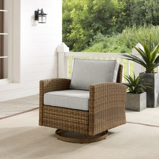 Bradenton Outdoor Wicker Swivel Rocker Chair Gray/Weathered Brown