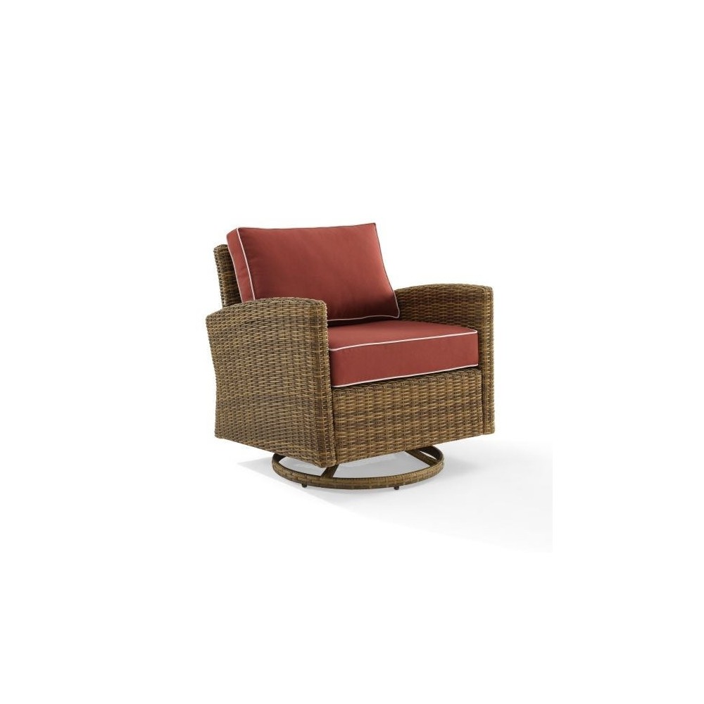 Bradenton Outdoor Wicker Swivel Rocker Chair Sangria/Weathered Brown