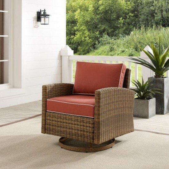 Bradenton Outdoor Wicker Swivel Rocker Chair Sangria/Weathered Brown