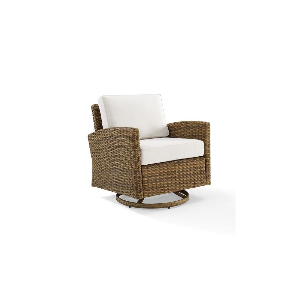 Bradenton Swivel Rocker Chair - Sunbrella White/Weathered Brown Bradenton Swivel Rocker Chair - Sunbrella White/Weathered Brown