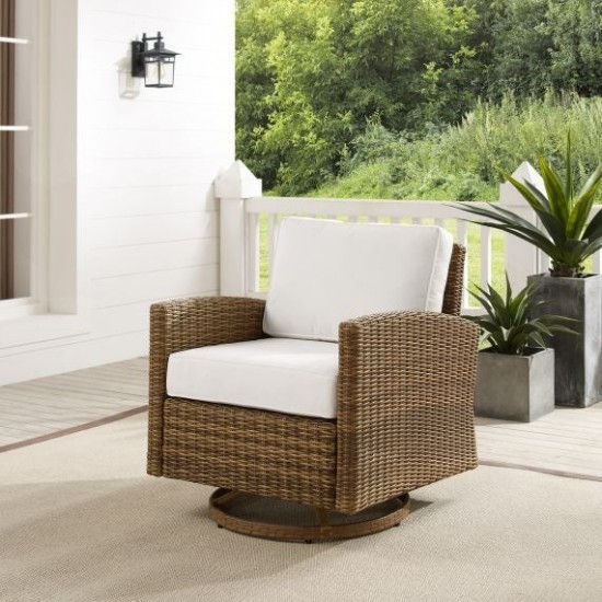 Bradenton Swivel Rocker Chair - Sunbrella White/Weathered Brown