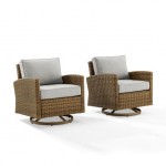 Bradenton 2Pc Outdoor Wicker Swivel Rocker Chair Set Gray