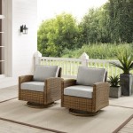 Bradenton 2Pc Outdoor Wicker Swivel Rocker Chair Set Gray