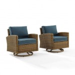 Bradenton 2Pc Outdoor Wicker Swivel Rocker Chair Set Navy