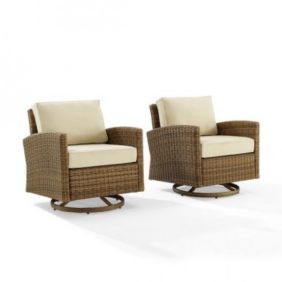 Bradenton 2Pc Outdoor Wicker Swivel Rocker Chair Set Sand