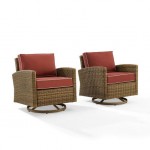 Bradenton 2Pc Outdoor Wicker Swivel Rocker Chair Set Sangria