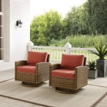 Bradenton 2Pc Outdoor Wicker Swivel Rocker Chair Set Sangria
