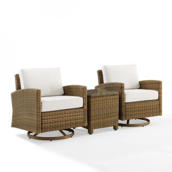 Bradenton 3Pc Swivel Rocker Chair Set - Sunbrella White