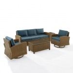 Bradenton 5Pc Swivel Rocker And Sofa Set Navy