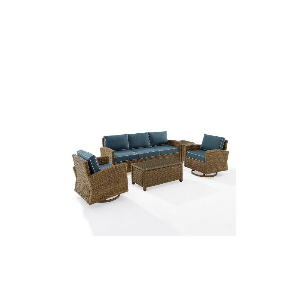 Bradenton 5Pc Swivel Rocker And Sofa Set Navy