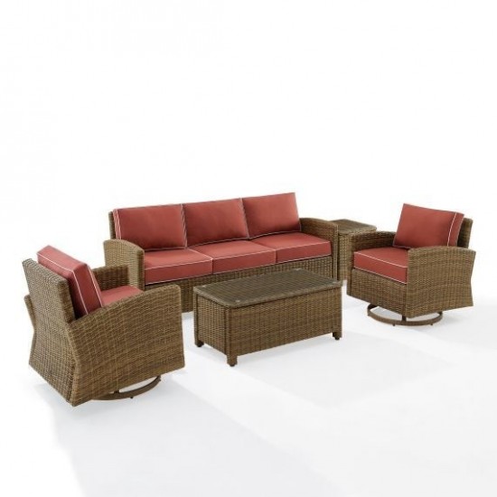 Bradenton 5Pc Swivel Rocker And Sofa Set Sangria