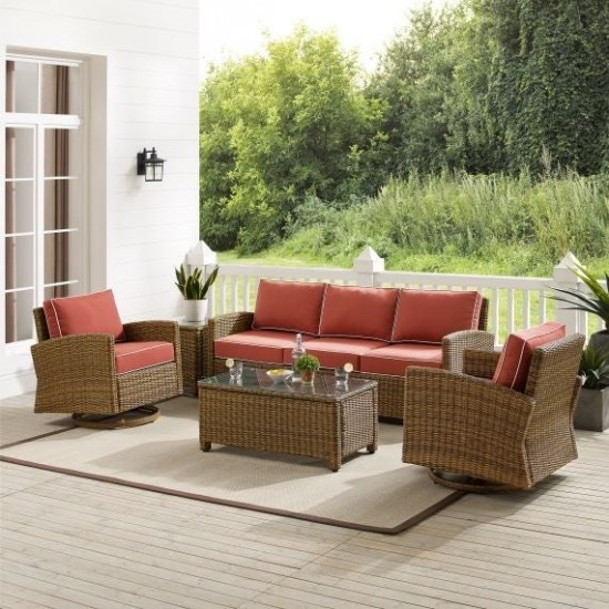 Bradenton 5Pc Swivel Rocker And Sofa Set Sangria