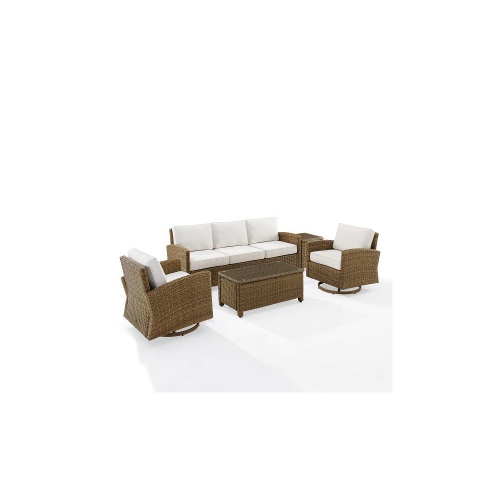 Bradenton 5Pc Swivel Rocker And Sofa Set - Sunbrella White