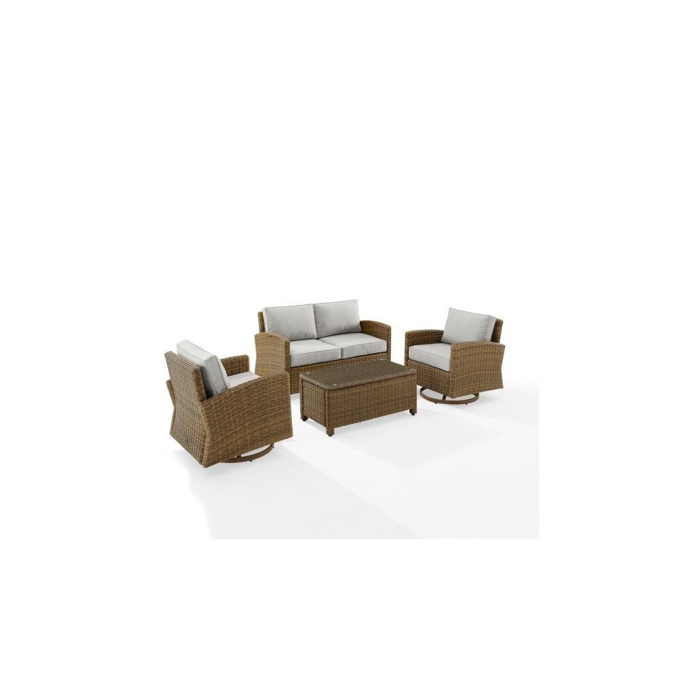 Bradenton 4Pc Swivel Rocker Conversation Set Gray