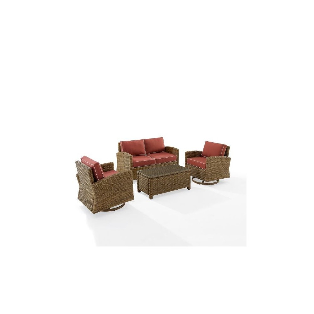 Bradenton 4Pc Swivel Rocker Conversation Set Sangria