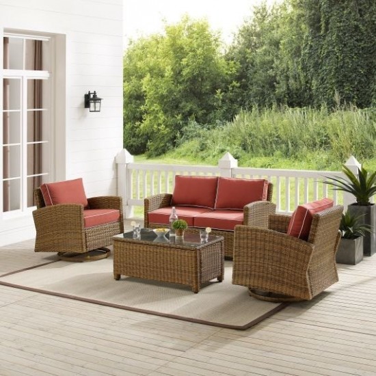 Bradenton 4Pc Swivel Rocker Conversation Set Sangria