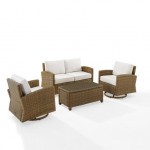 Bradenton 4Pc Swivel Rocker Conversation Set- Sunbrella White