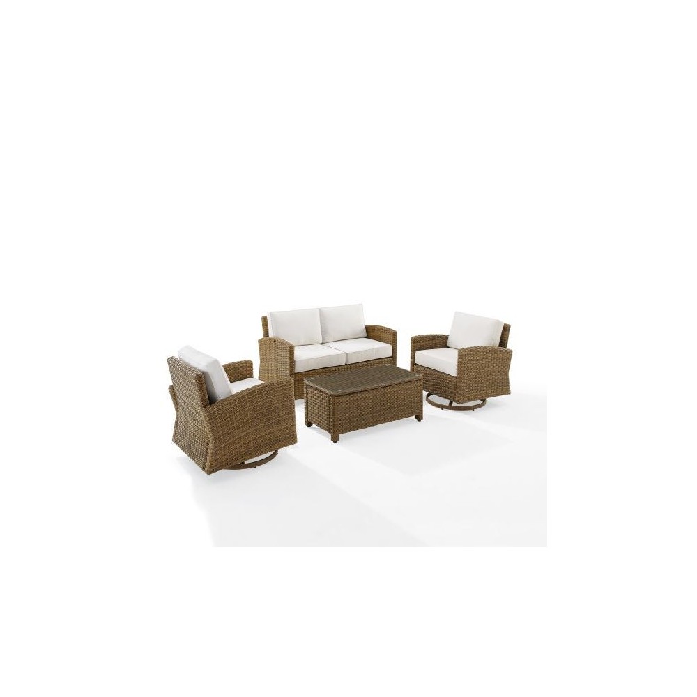 Bradenton 4Pc Swivel Rocker Conversation Set- Sunbrella White