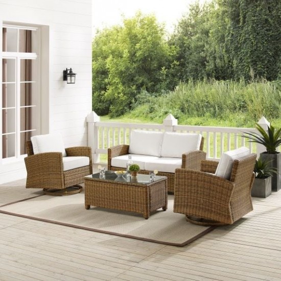 Bradenton 4Pc Swivel Rocker Conversation Set- Sunbrella White