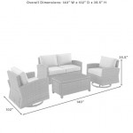 Bradenton 4Pc Swivel Rocker Conversation Set- Sunbrella White