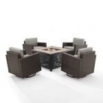 Palm Harbor 5Pc Outdoor Wicker Conversation Set W/Fire Table Gray