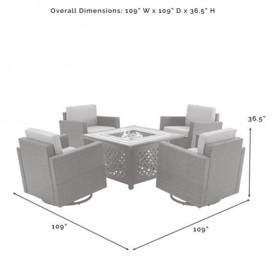 Palm Harbor 5Pc Outdoor Wicker Conversation Set W/Fire Table Gray