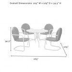 Griffith 5Pc Outdoor Metal Dining Set Aqua Gloss/White Satin - Table & 4 Chairs