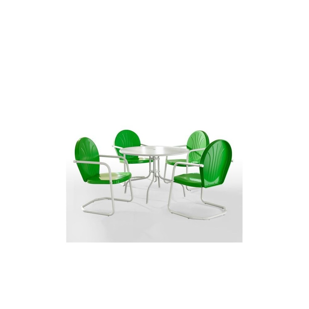 Griffith 5Pc Outdoor Metal Dining Set Kelly Green Gloss