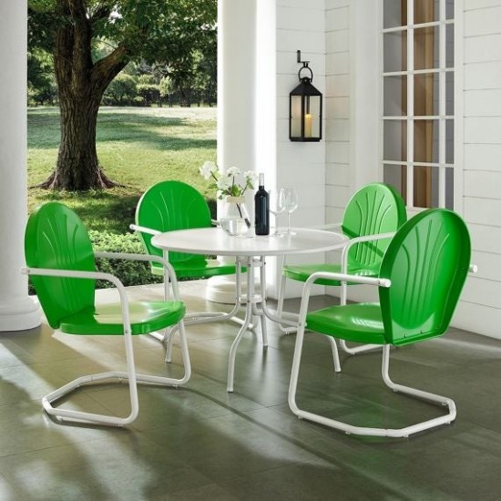 Griffith 5Pc Outdoor Metal Dining Set Kelly Green Gloss