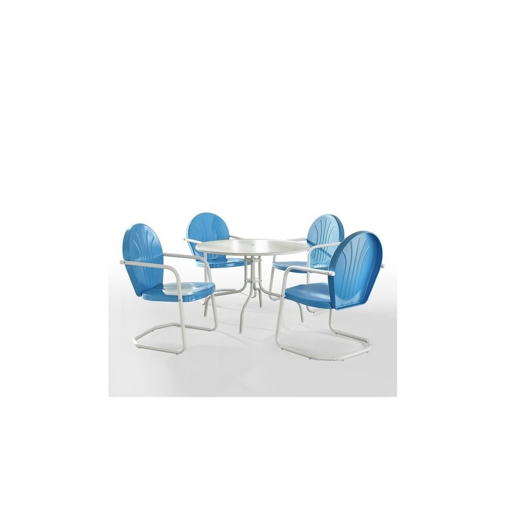 Griffith 5Pc Outdoor Metal Dining Set Sky Blue Gloss