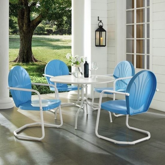 Griffith 5Pc Outdoor Metal Dining Set Sky Blue Gloss