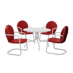 Griffith 5Pc Outdoor Metal Dining Set Bright Red Gloss