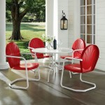 Griffith 5Pc Outdoor Metal Dining Set Bright Red Gloss