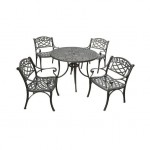 Sedona 42" 5Pc Outdoor Dining Set Black - 42" Table & 4 Armchairs