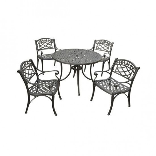 Sedona 42" 5Pc Outdoor Dining Set Black - 42" Table & 4 Armchairs