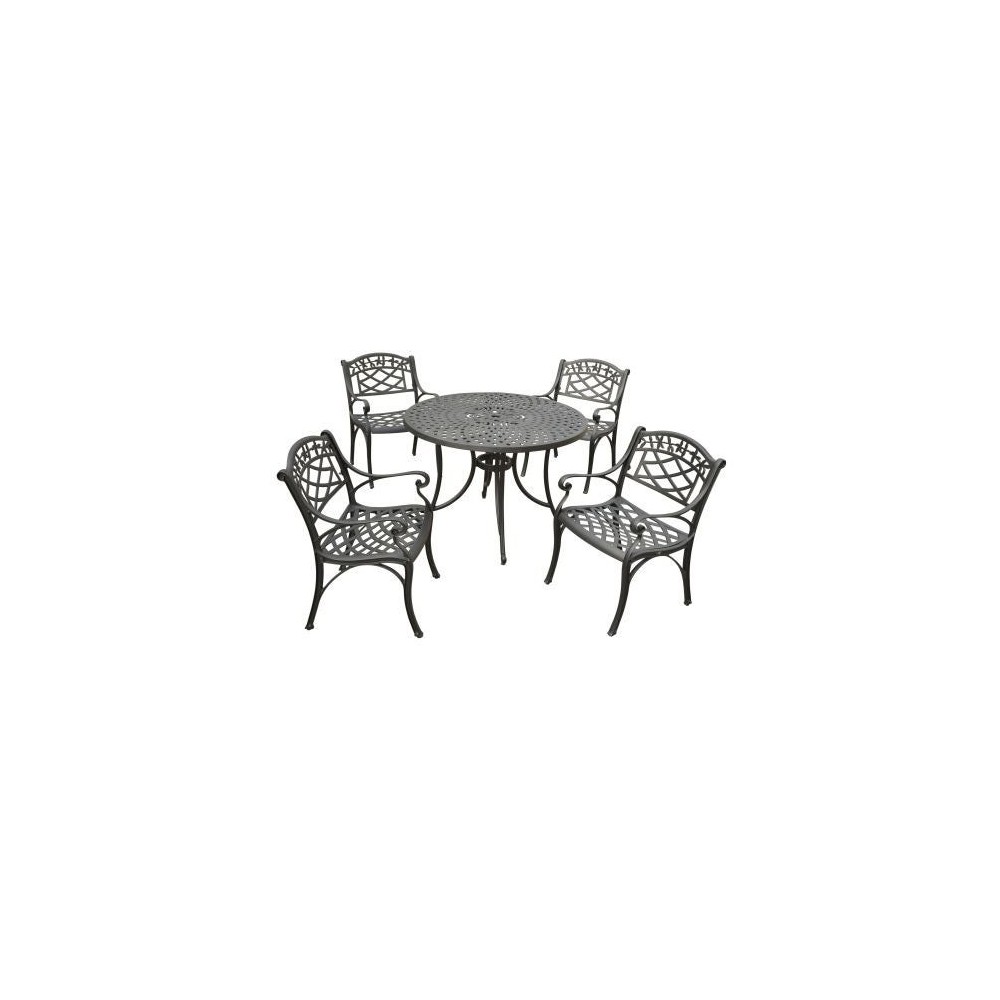 Sedona 42" 5Pc Outdoor Dining Set Black - 42" Table & 4 Armchairs