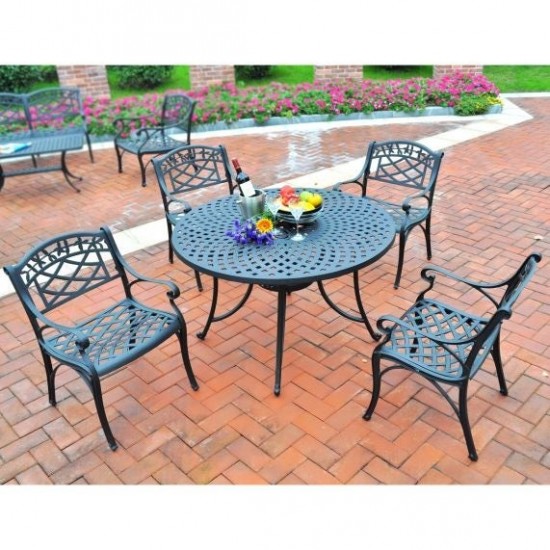 Sedona 42" 5Pc Outdoor Dining Set Black - 42" Table & 4 Armchairs