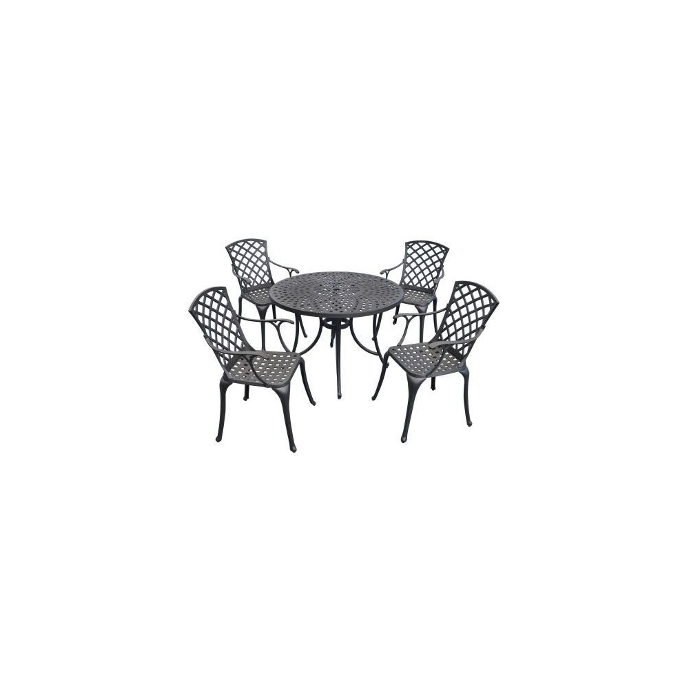 Sedona 42" 5Pc Outdoor Dining Set Black - 42" Table & 4 High Back Armchairs Sedona 42" 5Pc Outdoor Dining Set Black - 42" Table & 4 High Back Armchairs