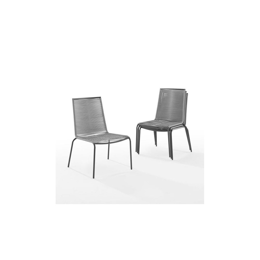 Fenton 4Pc Outdoor Wicker Stackable Chair Set Gray/Matte Black - 4 Chairs Fenton 4Pc Outdoor Wicker Stackable Chair Set Gray/Matte Black - 4 Chairs