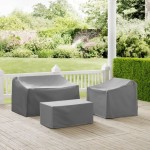 3Pc Furniture Cover Set Gray - Loveseat, Chair, Coffee Table