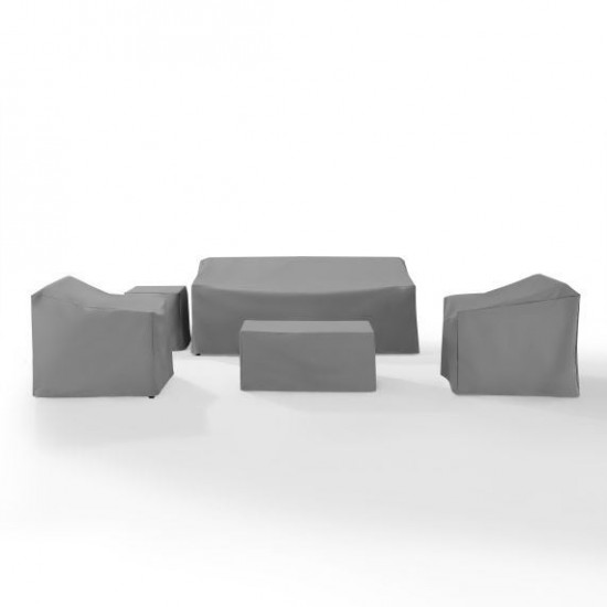 5Pc Furniture Cover Set Gray - Sofa, Two Armchairs, End Table, Rectangle Table