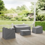 5Pc Furniture Cover Set Gray - Sofa, Two Armchairs, End Table, Rectangle Table