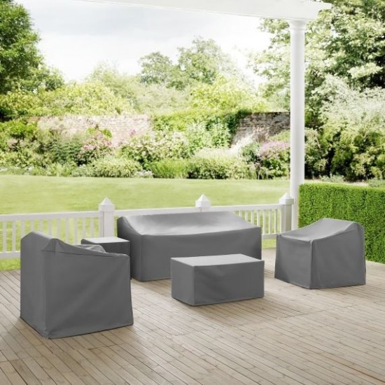 5Pc Furniture Cover Set Gray - Sofa, Two Armchairs, End Table, Rectangle Table