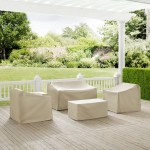 5Pc Furniture Cover Set - Loveseat, Two Armchairs, End Table, Rectangle Table