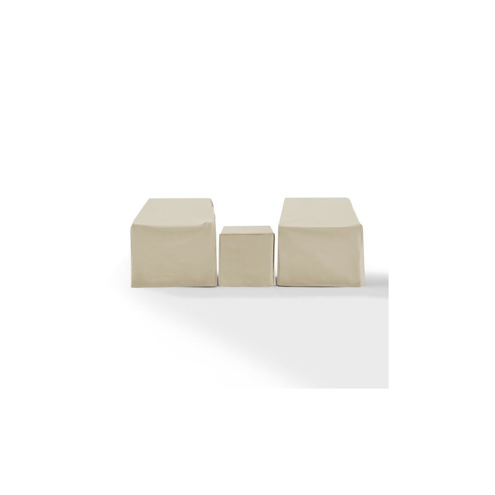 3Pc Furniture Cover Set Tan - Two Armchairs & End Table 3Pc Furniture Cover Set Tan - Two Armchairs & End Table