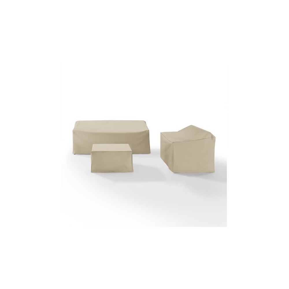 3Pc Sectional Cover Set Tan - Loveseat, Sofa, Square Table/Ottoman 3Pc Sectional Cover Set Tan - Loveseat, Sofa, Square Table/Ottoman