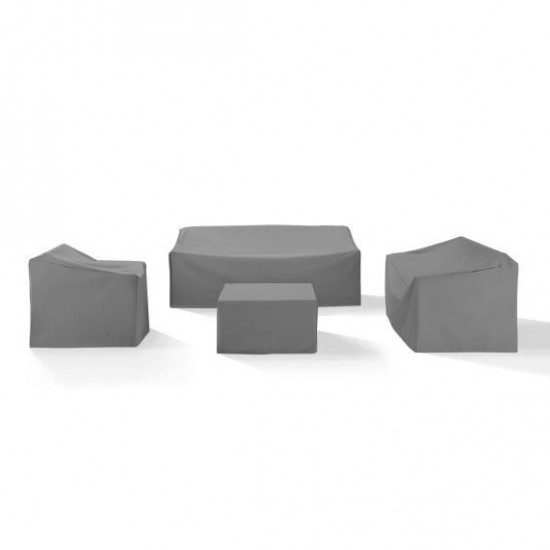 4Pc Sectional Cover Set (Loveseat, Sofa, Square Table/Ottoman, Arm Chair)