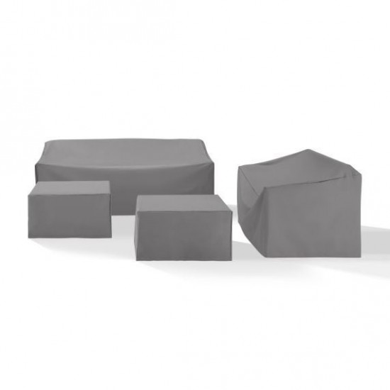 4Pc Sectional Cover Set Gray - Loveseat, Sofa, 2 Square Table/Ottoman